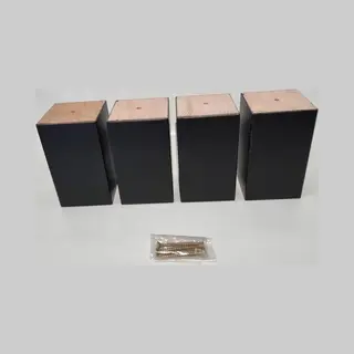 RexaPlan Set Van 4 Stuks Houten Meubelpoten Zwart Beuken 12 Cm Hoogte 7x7 Cm Met Schroeven Boxspring Bedden Banken