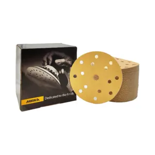 Mirka Gold Universal Sanding Paper Ø 150mm Sanding Discs Hook & Loop 15-hole, Grit P320, 100 Pcs/For Sanding Plaster, Filler, Chipboard, Wood,