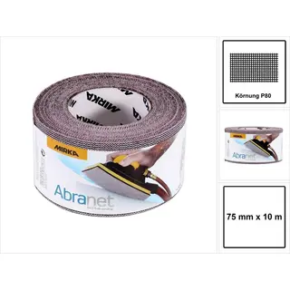 Mirka Abranet Schuurrol Net 75 Mm X 10 M Klittenband / Korrel P80 / 1 Rol / Voor Het Schuren Van Hout, Stopverf, Kunststof / 545BI001803R