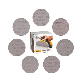 Mirka Abranet Netzschleifscheiben Ø 150mm Klett / Mix-pack 5 Von Jeder Körnung 80, 120, 180, 240, 320, 400, 600 / 35 Stk / Für Alle 150mm