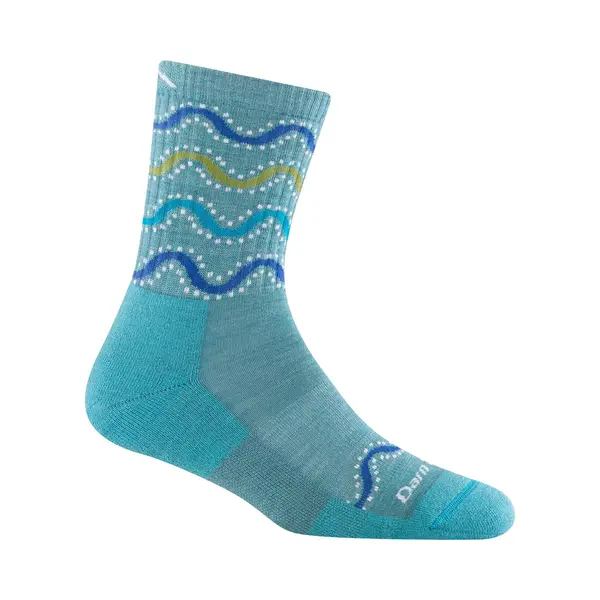 Darn Tough Wandering Stripe Micro Crew Lightweight With Cushion - Aqua - Hikingsokken En Wandelsokken Van Merinowol thumbnail