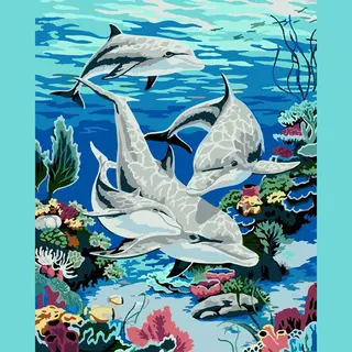 Paint By Numbers - Schilderen Op Nummer - Onderwaterwereld - 50x40cm - Volwassenen - Stipco