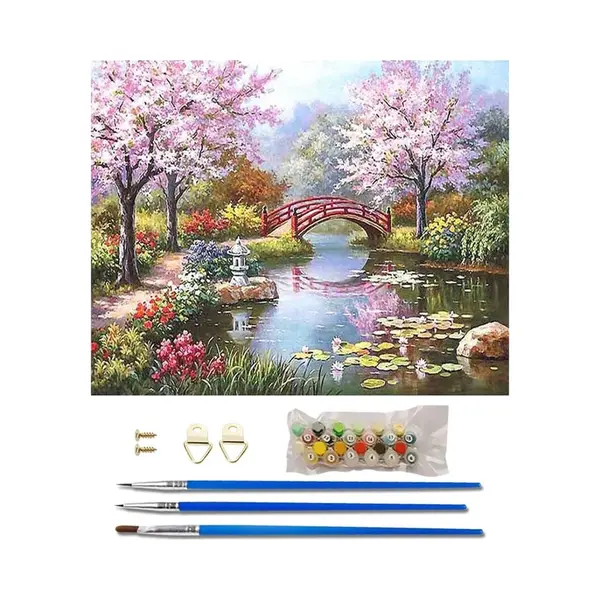 Paint By Numbers Brug In Het Park - Schilderen Op Nummer - 40x50cm - Volwassenen - Stipco thumbnail