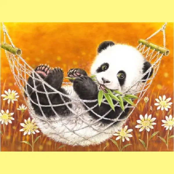 Diamond Painting Panda In Hangmat - 30x40cm - Complete Set - Inclusief Tools - Stipco thumbnail