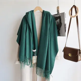 L-200cm*70cm Dames Lamswol Sjaal Voor Herfst En Winter, Effen Kleur, Dikke Warme Shawl, Multifunctioneel En Eenvoudig