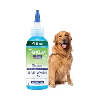 TropiClean Dog Ear Cleaner Grooming Supplies - Dual Action Ear Cleaning Solution For Dogs & Cats - Gently Dissolves Wax & Debris - Removes Odour,