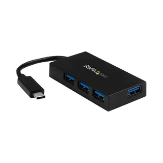 StarTech.com 4 Port Usb C Hub - Usb Type-C Hub w/ 4x Usb-A Ports (Usb 3.0/3.1 Gen 1 SuperSpeed 5Gbps) - Usb Bus or Self Power - Portable Usb-C to Usb-A Bc 1.2 Charging Hub w/ Power Adapter~4 Port Usb C Hub - Usb Type-C Hub w/ 4x Usb-A Ports Usb 3.0 hub (5Gbps) - Usb Bus or Self Power - Portable Usb-C to Usb-A Bc 1.2 Charging Hub w/ Power Adapter