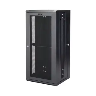 StarTech.com 4 Post 26U Wandmonteerbare Netwerkkast met 1U Schap, 19" Scharnierende Patchkast voor Data/Av/Electronica/Computer Apparatuur, Veelzijdig Geventileerd Server Rack, Vergrendelbaar