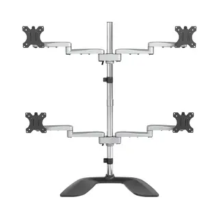 StarTech.com Desktop Quad Monitor Stand - Ergonomic Vesa 4 Monitor Arm (2x2) Up To 32" - Free Standing Articulating Universal Pole Mount - Height