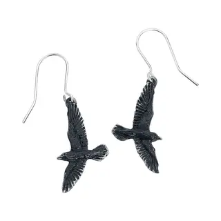 Alchemy Gothic Black Raven Ohrring Schwarz