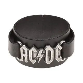 Ac/Dc Ac/Dc Logo Lederarmband Schwarz