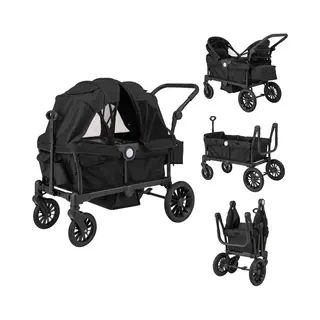 Costway 2-in-1 Broer Of Zussenwagen, Inklapbaar, Dubbele Kinderwagen Met Verstelbare Handgreep En Afneembare Kap, Dubbele Buggy Met Bekerhouder,