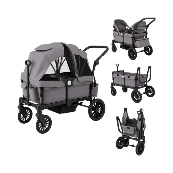 Costway 2-in-1 Broer Of Zussenwagen, Inklapbaar, Dubbele Kinderwagen Met Verstelbare Handgreep En Afneembare Kap, Dubbele Buggy Met Bekerhouder, thumbnail
