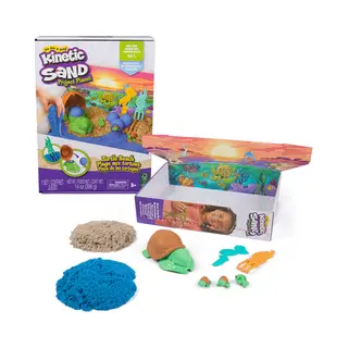 Spin Master Kinetic Sand , Project Planet Turtle Beach with 14oz Play Sand, Tools & Molds, Sustainably Minded Eco Friendly Materials, Sensory Toys for Kids