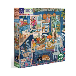 EeBoo - Piece&Love Kitchen-1000 Stuks Keuken Blauw Keuken Volwassenen Gerecycled Karton Kleurrijke Puzzel 1000 Stukjes, Pztbuk