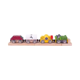Bigjigs Toys Bigjigs Rail Construction Train - 6pcs Wooden Railway Accessory, Fun Kids Toys, Gifts For Toddlers, Compatible With Most Other Rail Brands, Age 3