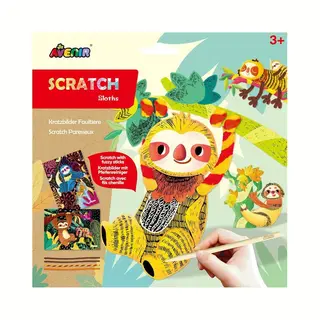Avenir Scratch, Art Met Pijpenragers / Luiaards, In Box 23x23cm, 3+