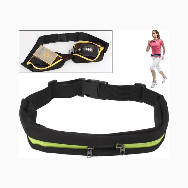 Sport Waterdichte Elastische Heuptas Twee Zakken Heuptasje Ritssluiting thumbnail