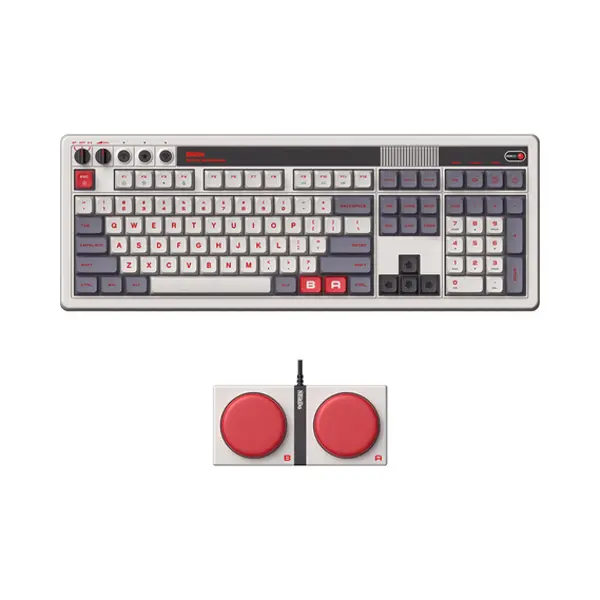 8Bitdo Retro 108 toetsenbord Gamen Usb + Rf Wireless + Bluetooth Grijs thumbnail