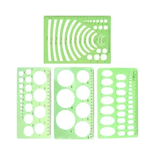 Jinsihou Tekensjablonen Volwassenen - Tekensjabloon Architect - Technisch - 4 Stuks - Cirkels - Radius - Liniaal - Inclusief Opbergtas