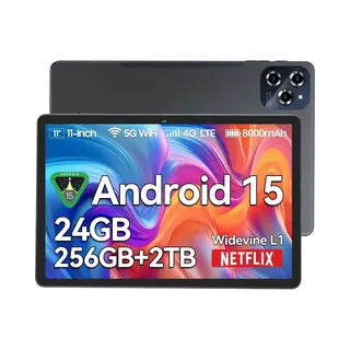 Kingrid Tablet - W90 Tablet - 24GB Ram - 256GB - 4G Dubbele Simkaart - WiFi 6 - 11 Inch - 8000mAh- Android 15 -Octa Core - Netflix - Grijs