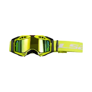 Crossbril LS2 Aura Pro Geel Met Helder Lens & Pinlock 70 MaxVision + Spiegel Lens + Laminated Tear Off Kit