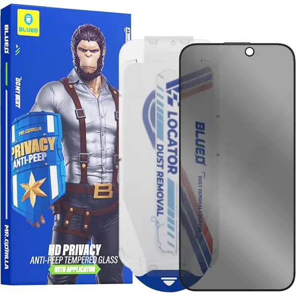 Blueo Glasfolie - Privacy Screenprotector Geschikt Voor IPhone 16 Pro Max - Met Installatie Kit thumbnail