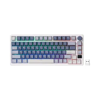 Royal Kludge RKM75 - Rgb Mechanisch Gaming Toetsenbord - Met Display - Foam Touch - Ocean Blue - Bluetooth - Hot Swappable Switch - Silver Switches -