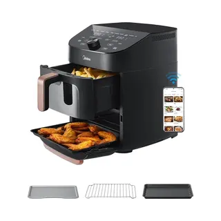 Midea Heißluftfritteuse, Doppelstapel, überlappender Airfryer, Intelligente Wlan-synchronisierung Mit Alexa, 11 L Xl, Platzsparende Vertikale