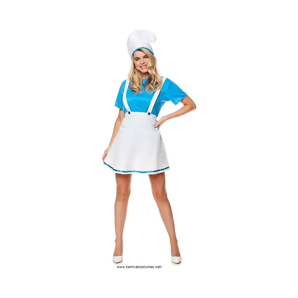 Karnival Costumes Stripfiguur Kostuum Dames Carnavalskleding Dames Verkleedkleren Volwassenen Carnaval - Polyester - Blauw/Wit/Beige - Maat Xs - thumbnail