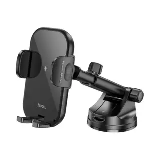 Hoco - Car Holder With Wireless Charging Journey (HW5) - For Dashboard And Windshield, 15W - Black, Auto-adapter, Zwart
