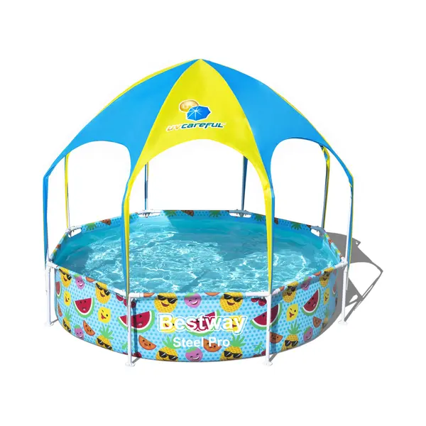 Bestway Steel Pro 2.44m x 51cm Splash-in-shade Play Pool, Orange/Gelb thumbnail