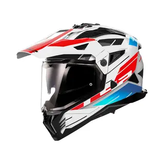 LS2 MX702 Pioneer Ii Namib Wit Blauw Rood Adventure Helm - Maat M - Helm