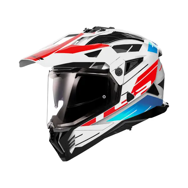 LS2 Pioneer Ii Adventure Motorcycle Motocross Helmet - Namib - White Blue Red - M thumbnail