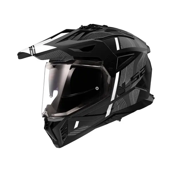 LS2, Motocrosshelme Pioneer Ii Hill Matt Black White, Xs thumbnail