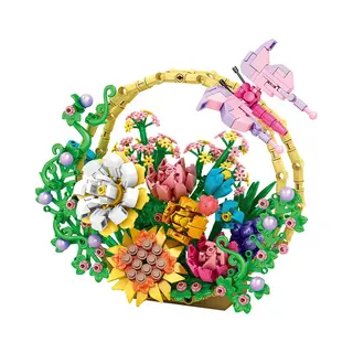 Woma - Bloemenboeket In Mand | Botanical Flowers Collection | Classic Creator Speelgoed Wilde Bloemen Bouwpakket | Icons Bloemenpracht Modelbouw Voor