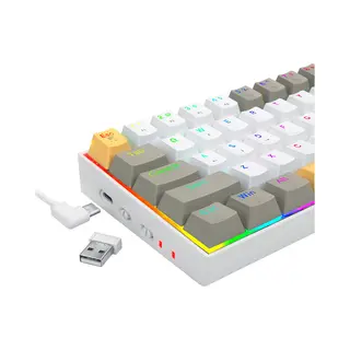 Redragon K530-Yl&Wt&Gy-Rgb-Pro Draconic Pro toetsenbord Usb + Rf Wireless + Bluetooth Wit, Grijs, Geel