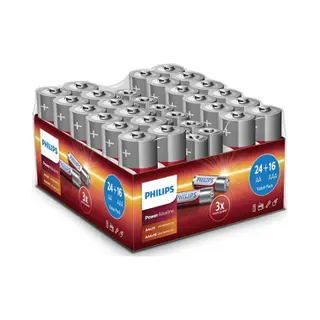Philips Power Alkaline Batterijen - 40 Stuks - 24x Aa - 16x Aaa
