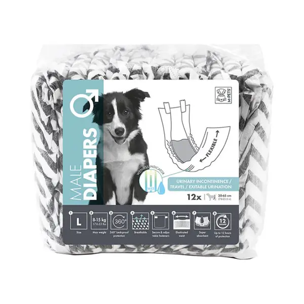 Mpets Luier - Training & Gedrag - 18x11x15 Cm Zwart Wit Voor Reuen L thumbnail