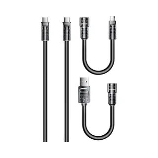 Remax Rc-C168 - Usb Kabel - 4in1 - Usb-C/IPhone/Usb-A - 60W - 1.5m - Zwart