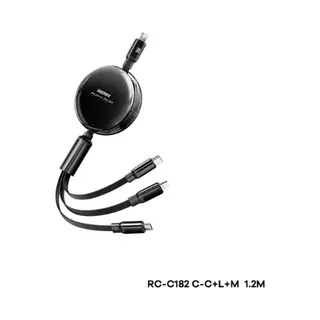 Remax Rc-C182 - Usb Kabel - 3in1 - Usb-C/Micro/Iphone Output - 1.2m - 100W - Zwart