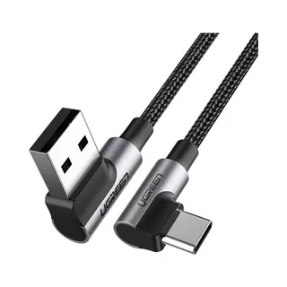 Ugreen Abgewinkeltes Geflochtenes Kabel Usb - Usb-c Quick Charge 3.0, 5 M Grau