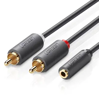 Ugreen 10561 audio kabel 0,2 m 3.5mm 2 x Rca Zwart