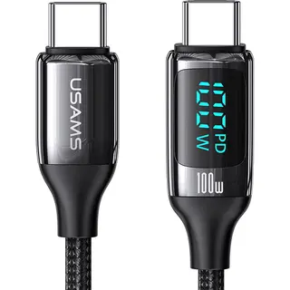 Usams - Usb Kabel - Type-C Naar Type-C - Pd 100W - Snellaad- En Datakabel - 1, 2 M - Zwart