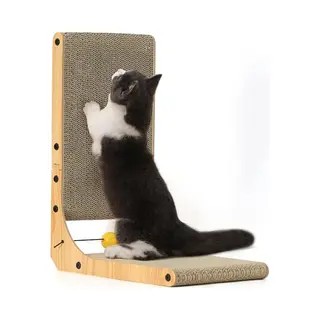 Fukumaru L Shaped Cat Scratching Board, 48 Cm High With Ball Toy, Cardboard Wall & Corner Furniture