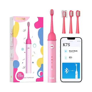 Bitvae, Elektrische Tandenborstel, Sonische Tandenborstel Met App Voor Kinderen En Tipset K7S (roze)