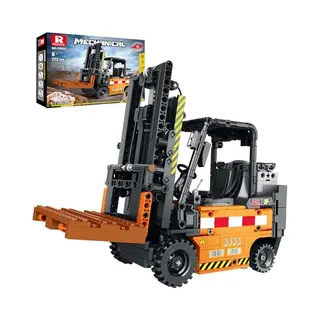 Reobrix Rc Forklift Truck Building Block Toy, App/Remote Control Shelf Lifted Engineering Vehicle With Motorset, 22002 Technical Construction Brick