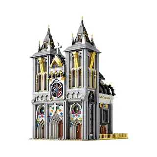 Reobrix Medieval Church Building Block Set With Light, European Architectural History Model Kit 66027, Home Decoration Construction Brick Gift For