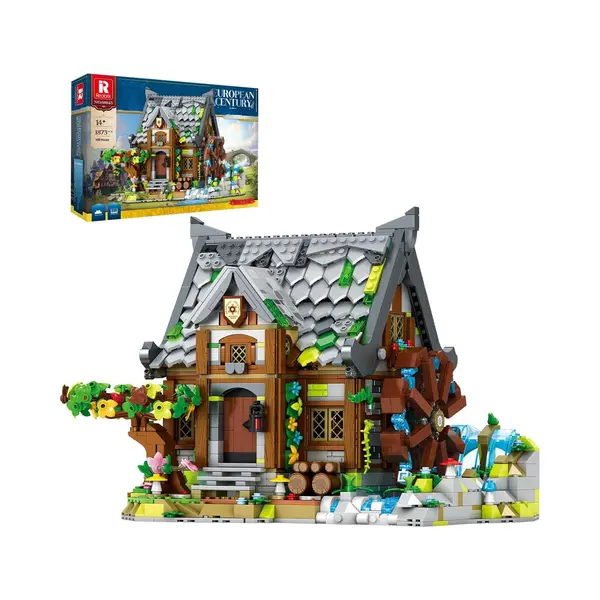 Reobrix Medieval Watermill Building Set – 1873 Pcs Medieval House With Rotating Water Wheel, Architecture Collectible Building Bricks Kit For Adults thumbnail