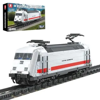 Reobrix Train Building Set With Track, German BR101 Electric Locomotive Brick Model Kit For Adult, 66802 Classic Railway Vehicle Home Office Decor,
